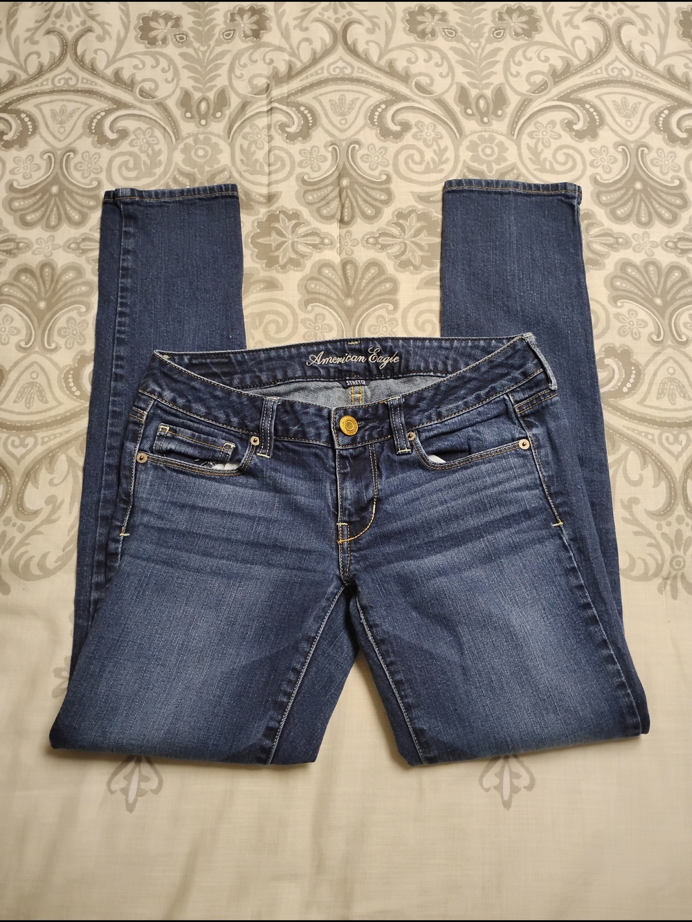 American Eagle Outfitters Women's Dark Blue Stretch Skinny Jeans